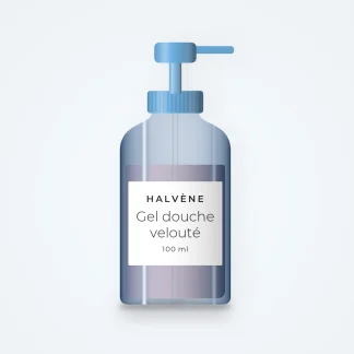 Gel douche velouté à l'huile de rose musquée – Halvène, flacon-pompe 100 ml
