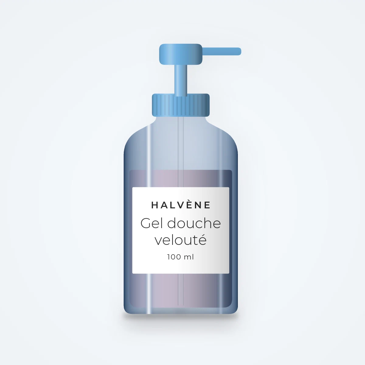 Gel douche velouté à l'huile de rose musquée – Halvène, flacon-pompe 100 ml
