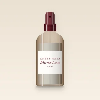Brume Myrrhe Lente sensuelle – Ambre Sépia, flacon spray 150 ml