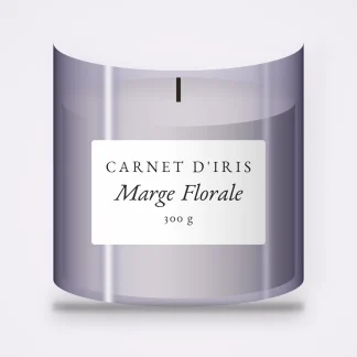 Bougie parfumée Marge Florale au cèdre de Virginie – Carnet d'Iris, pot en verre 300 g