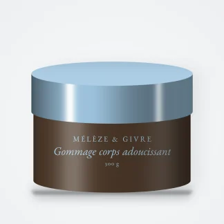 Gommage corps adoucissant au sucre et à l'argile blanche – Mélèze & Givre, pot 300 g
