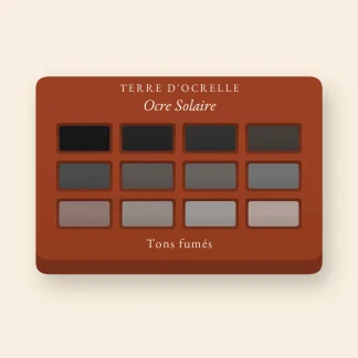 Palette yeux Ocre Solaire à l'huile d'argan – Terre d'Ocrelle, 12 × 1 g, teinte Tons fumés