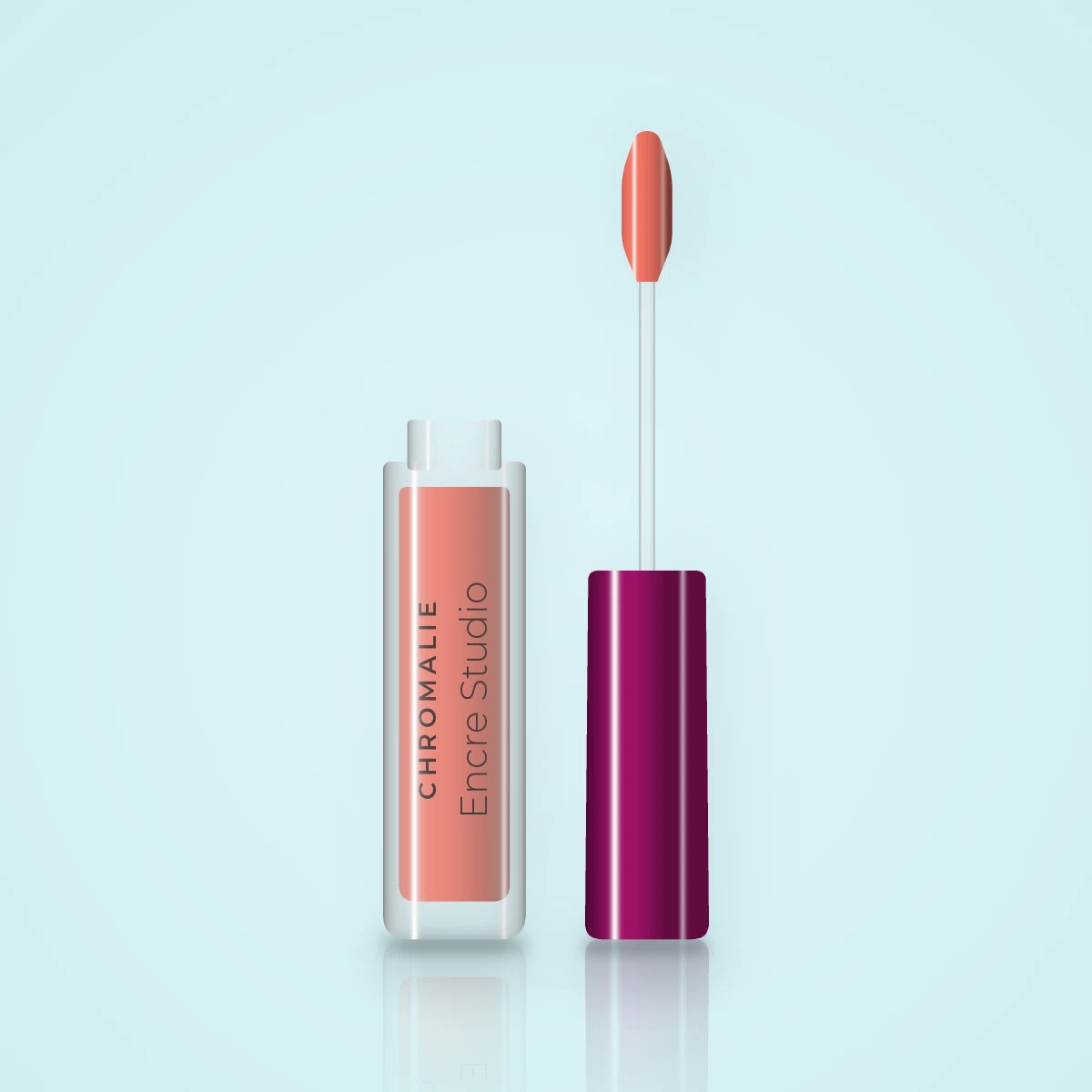 Gloss effet lèvres repulpées Encre Studio – Chromalie, flacon applicateur 6 ml, teinte 06 Corail