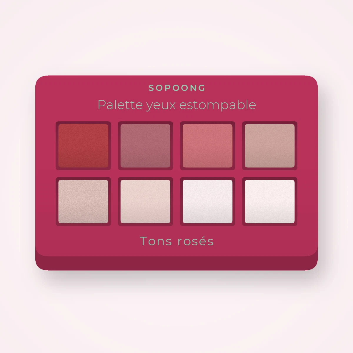 Palette yeux estompable à l'huile d'argan – Sopoong, 12 × 1 g, teinte Tons rosés